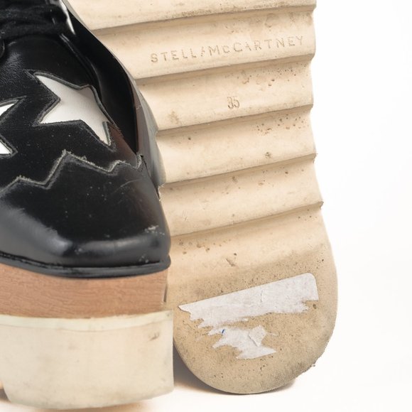 Stella McCartney Black White Star Vegan Elyse Platform Derby Shoes, Size 5 - Picture 5 of 10
